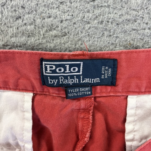 Vintage Polo Ralph Lauren Shorts Mens 36 Salmon Tyler Pleated Chino Preppy Y2K - Picture 5 of 10